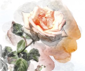 Drawn watercolor flower art background vector set 03