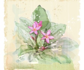 Drawn watercolor flower art background vector set 05