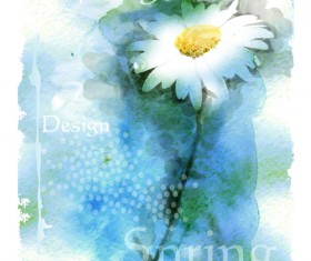 Drawn watercolor flower art background vector set 06