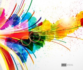 Dynamic elements and grunge background vector 01