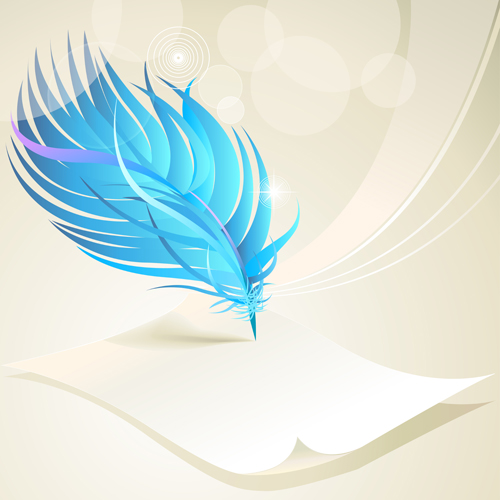 Dynamic feather with background vector set 03