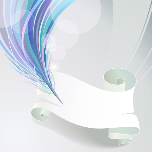 Dynamic feather with background vector set 09