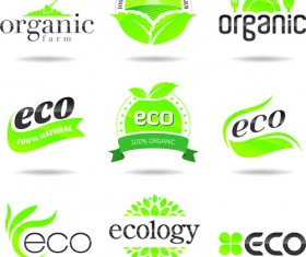 Eco with natural logos and labels vector 02