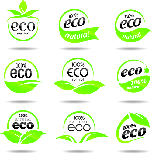 Eco with natural logos and labels vector 03