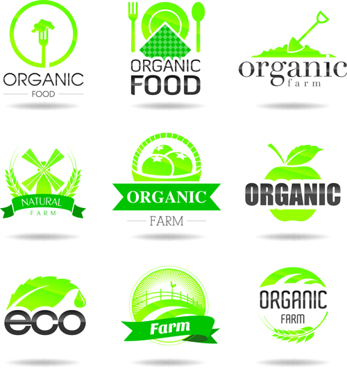 Eco with natural logos and labels vector 04