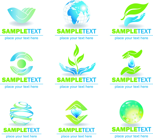 Ecology and earth creative logos vector set 02