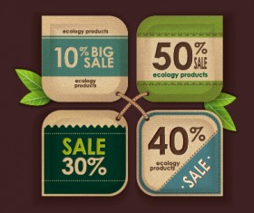 Ecology products price tags vector set 01