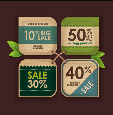 Ecology products price tags vector set 01