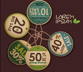 Ecology products price tags vector set 03