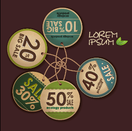 Ecology products price tags vector set 03