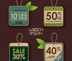 Ecology products price tags vector set 05