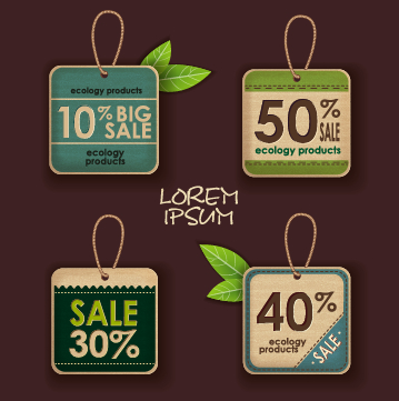 Ecology products price tags vector set 05