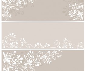 Elegant floral ornament banner vector material