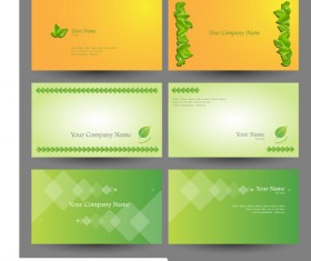 Elegant green natural business cards vector 01