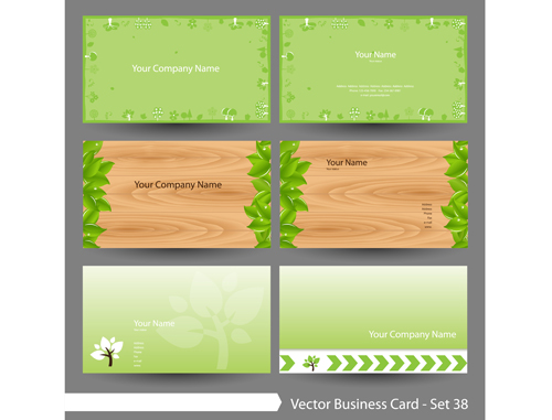 Elegant green natural business cards vector 02