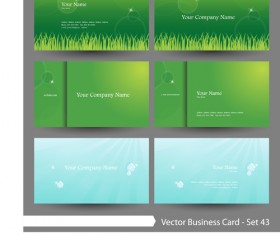 Elegant green natural business cards vector 03
