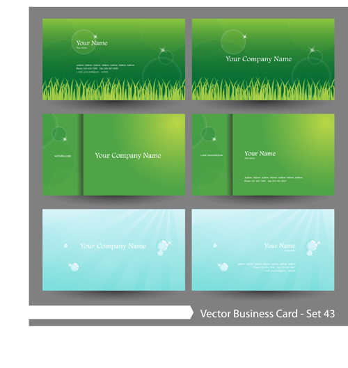 Elegant green natural business cards vector 03