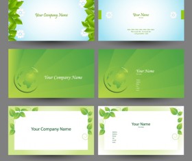 Elegant green natural business cards vector 04