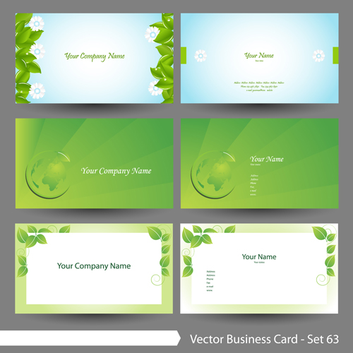 Elegant green natural business cards vector 04
