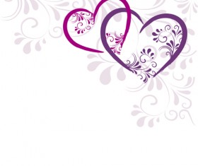 Elegant heart with floral background vector 01