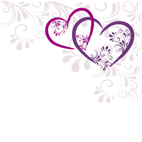 Elegant heart with floral background vector 01