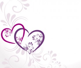 Elegant heart with floral background vector 02