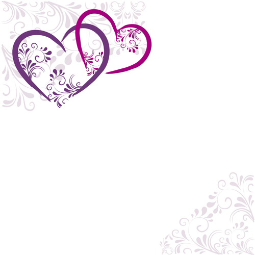 Elegant heart with floral background vector 04