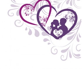 Elegant heart with floral background vector 05