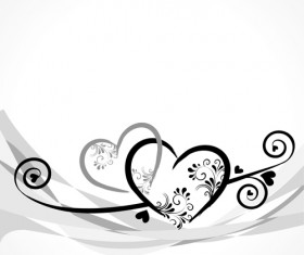 Elegant heart with floral background vector 06