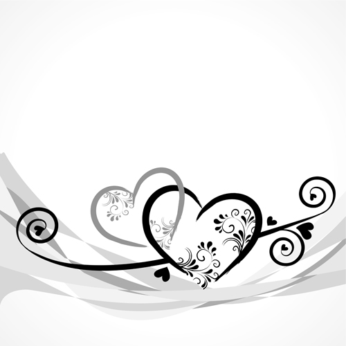 Elegant heart with floral background vector 06