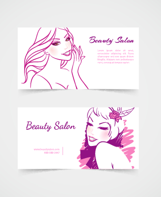 Exquisite beauty salon business cards vector material 06