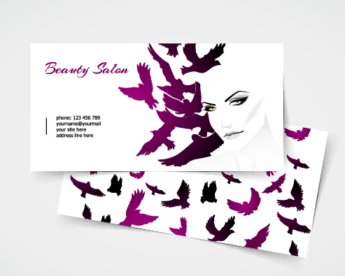 Exquisite beauty salon business cards vector material 07