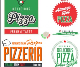 Exquisite pizza logos design vector material 02