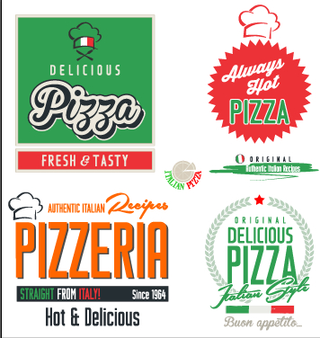 Exquisite pizza logos design vector material 02