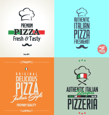 Exquisite pizza logos design vector material 03