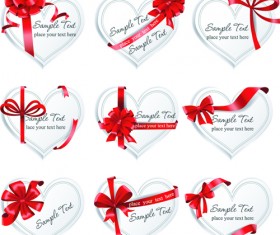 Exquisite ribbon bow gift cards vector set 03