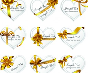 Exquisite ribbon bow gift cards vector set 05