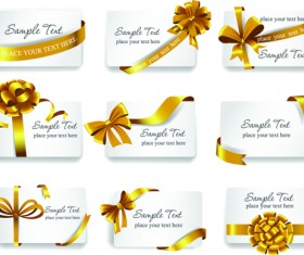 Exquisite ribbon bow gift cards vector set 07