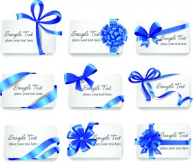 Exquisite ribbon bow gift cards vector set 08