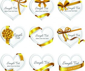 Exquisite ribbon bow gift cards vector set 09