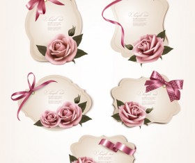 Exquisite ribbon bow gift cards vector set 10