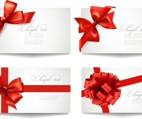Exquisite ribbon bow gift cards vector set 13
