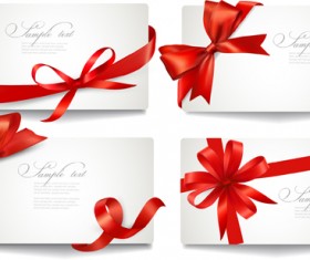 Exquisite ribbon bow gift cards vector set 14