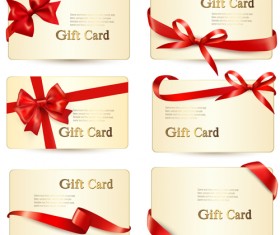 Exquisite ribbon bow gift cards vector set 15 free download