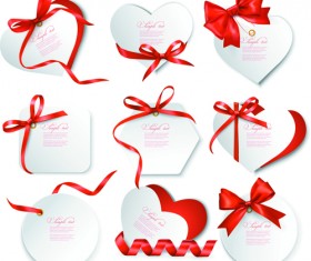 Exquisite ribbon bow gift cards vector set 18