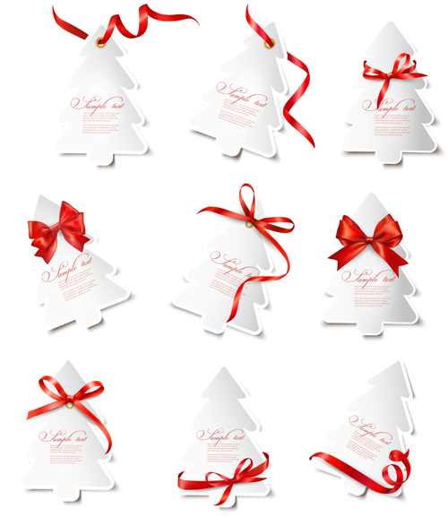 Exquisite ribbon bow gift cards vector set 19