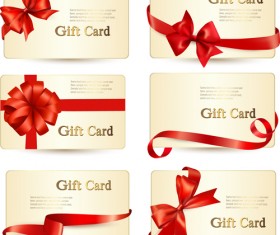 Exquisite ribbon bow gift cards vector set 15 free download