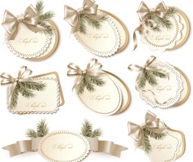 Exquisite ribbon bow gift cards vector set 21