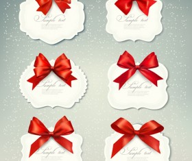 Exquisite ribbon bow gift cards vector set 23