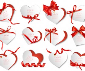 Exquisite ribbon bow gift cards vector set 24